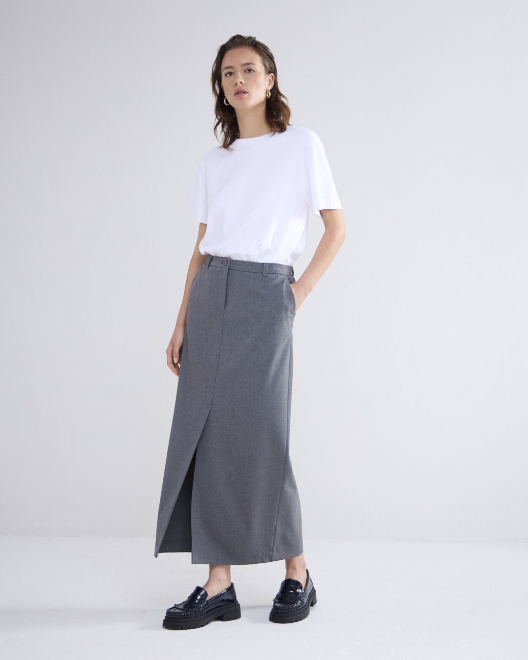 Skirt Viscose Blend Stretch  - Dark Grey