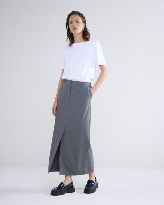 Skirt Viscose Blend Stretch  - Dark Grey