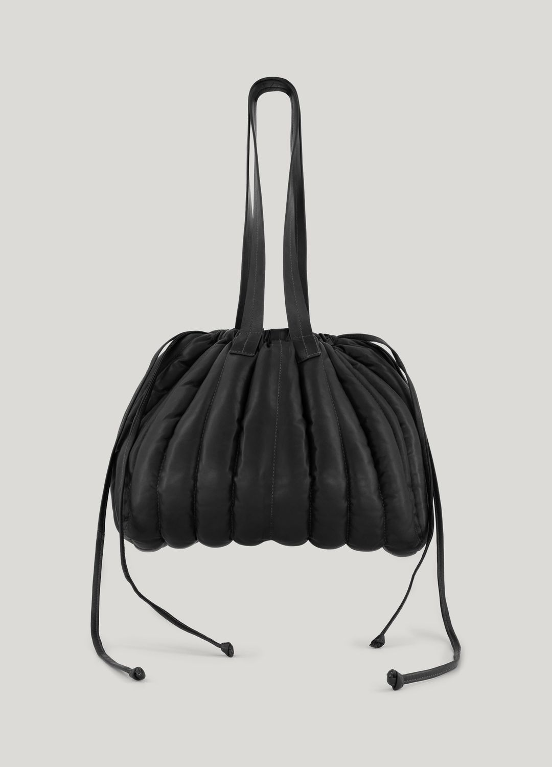Leather puff bag - Zwart