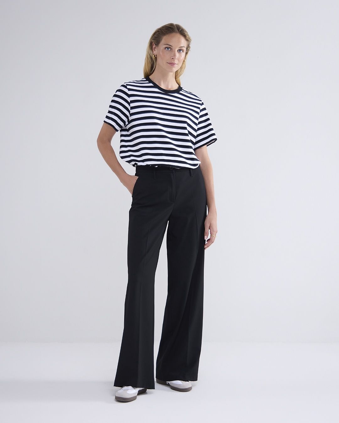 Trousers Viscose Blend Stretch Black