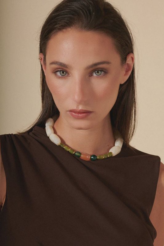 Ketting  Dolly -  Wit Groen 40cm