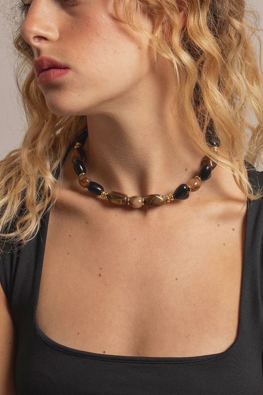 Ketting Dara  -  Marron Zwart 40cm