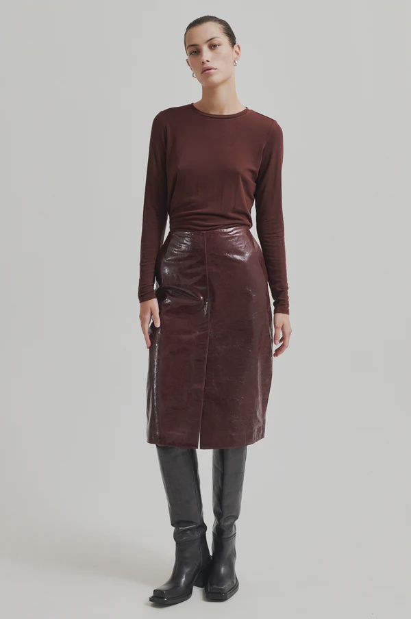 Queens Leather Skirt - Burgundy