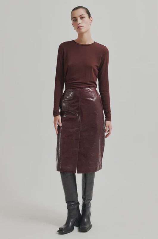 Queens Leather Skirt - Burgundy