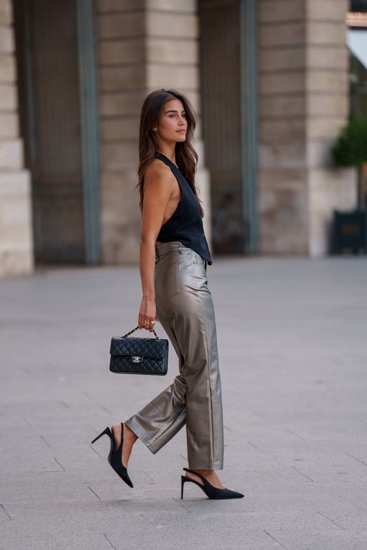 Pantalon Solange Lederlook - Bronze