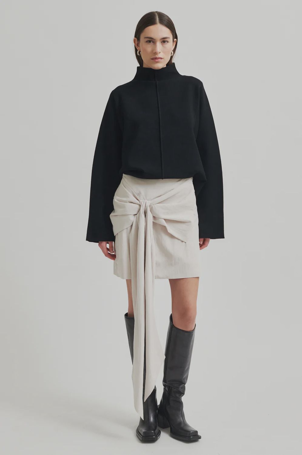 Festive Bow Skirt - Pumice Stone