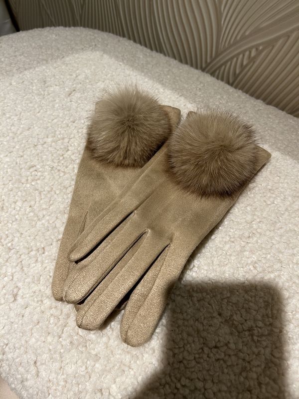 Handschoenen Daimlook met Ponpon - Beige