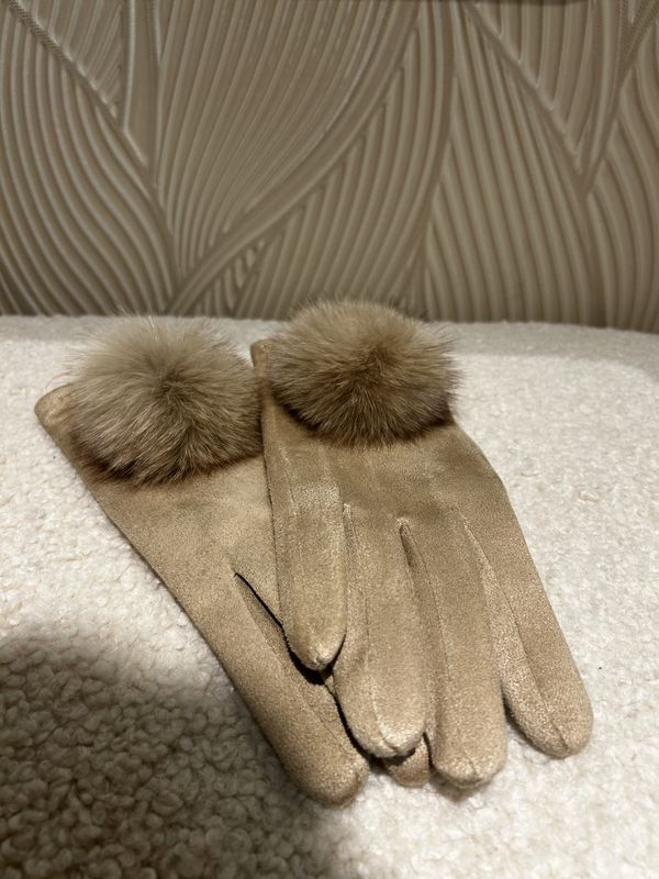 Handschoenen Daimlook met Ponpon - Beige