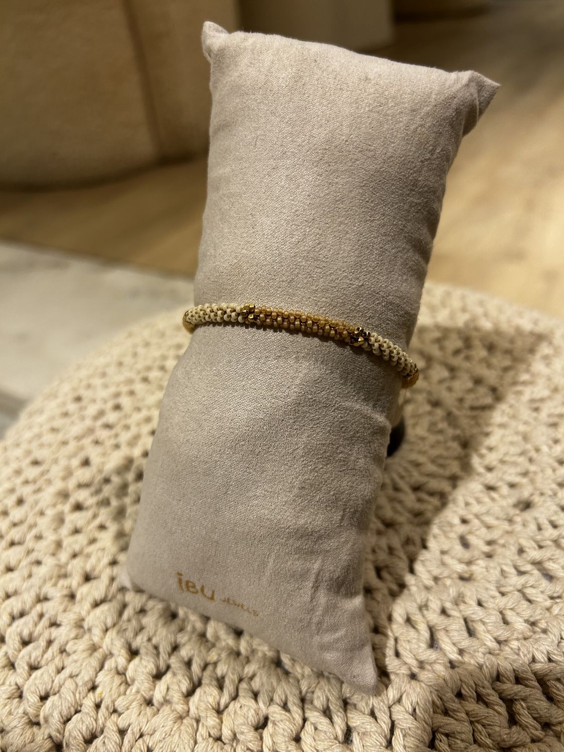 Jill Round Stripe Bracelet Beige