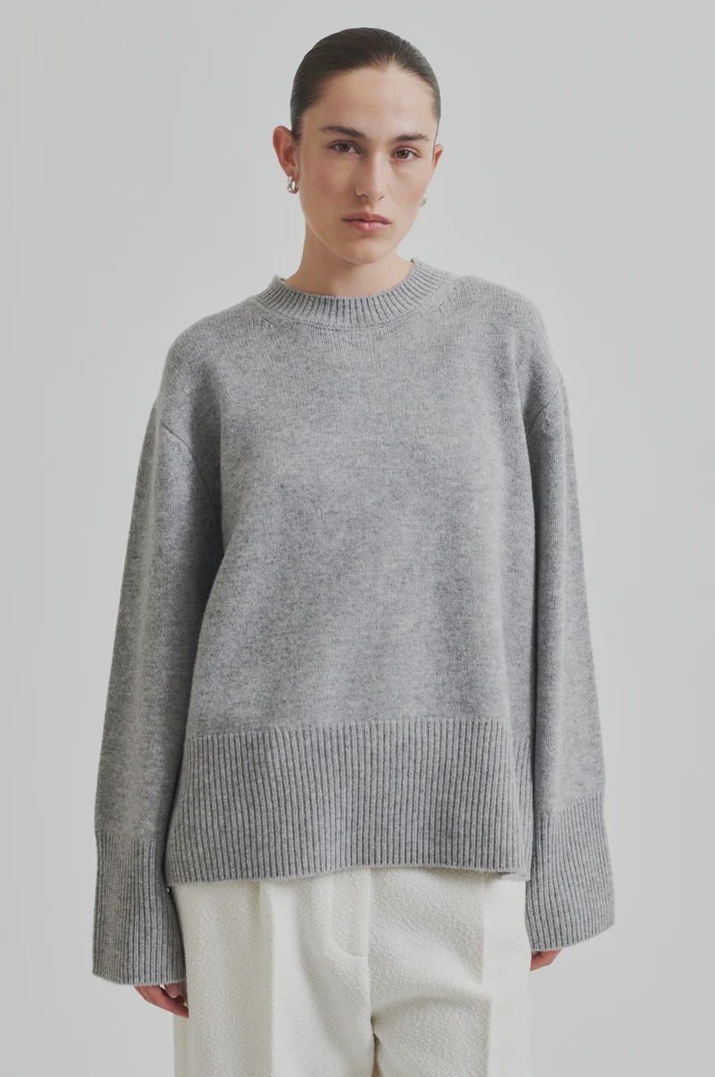 Alpha Knit O-Neck - Grey Melange
