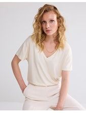 V-neck Top Metallic Coated Jersey