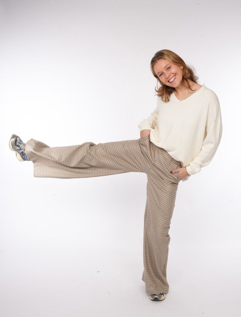 Pants Larone - Check Brown