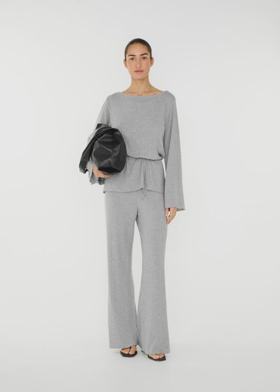 Rib Longsleeve Top Asha&#39;CL - Grey Melee