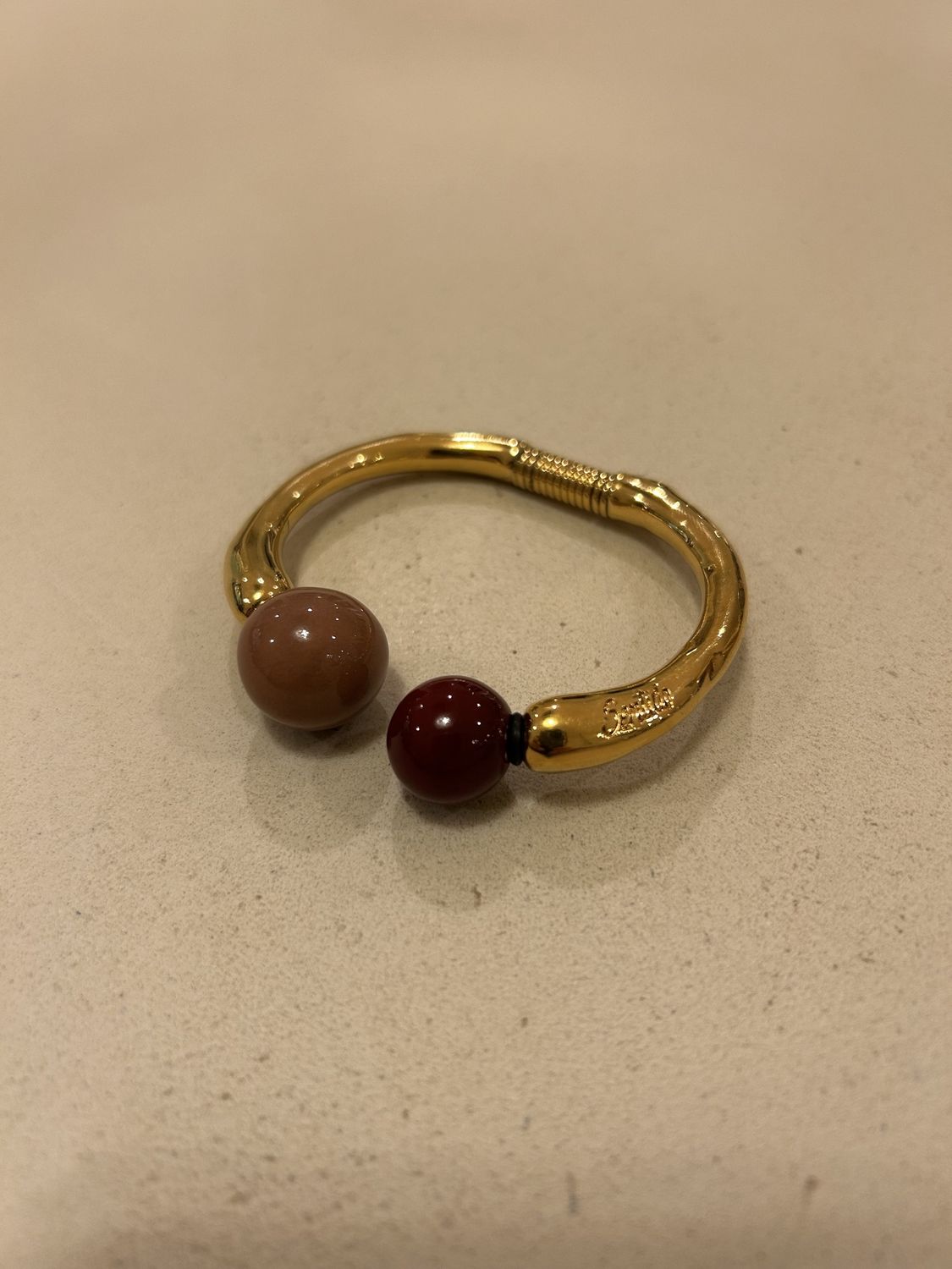 Armband Dun Met 2 Bollen Goud + 1 Bol