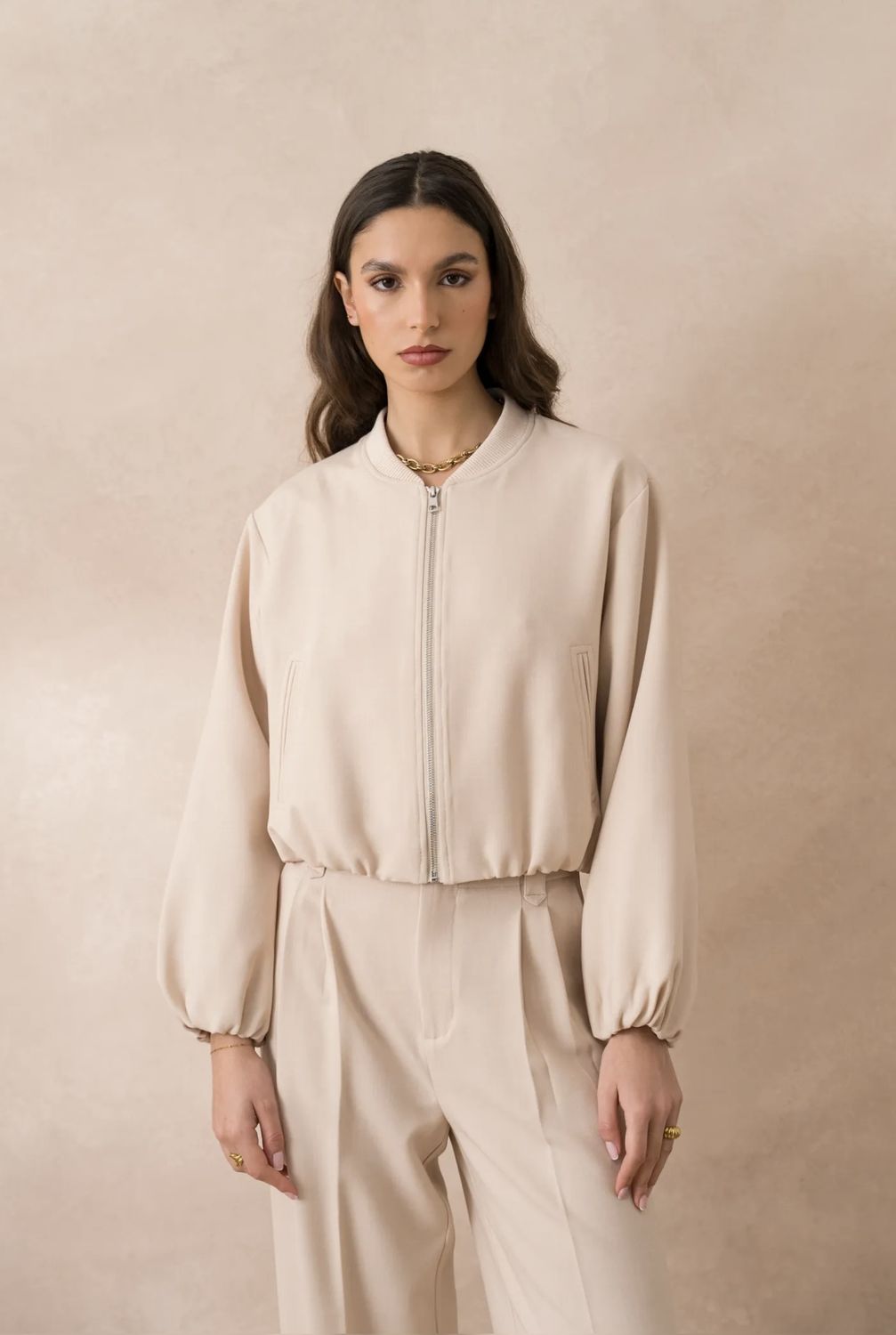 Bomber Jacket - Beige