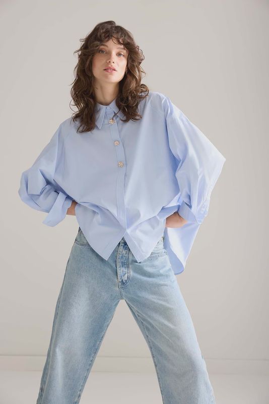 Blouse Fancy Knopen - Powder Blue