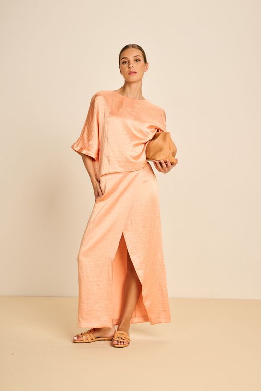 Skirt Agua Hammered Satin - Apricot