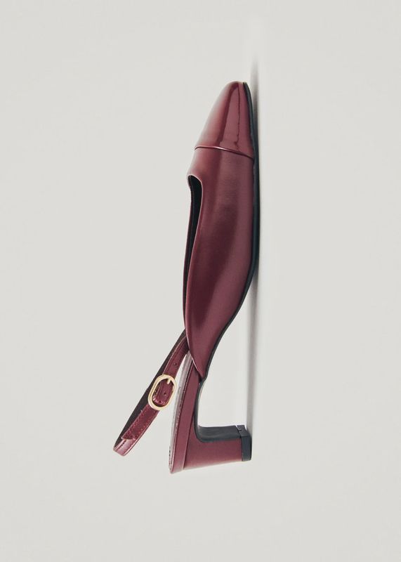 Leather Slingback Pumps - Burgundy