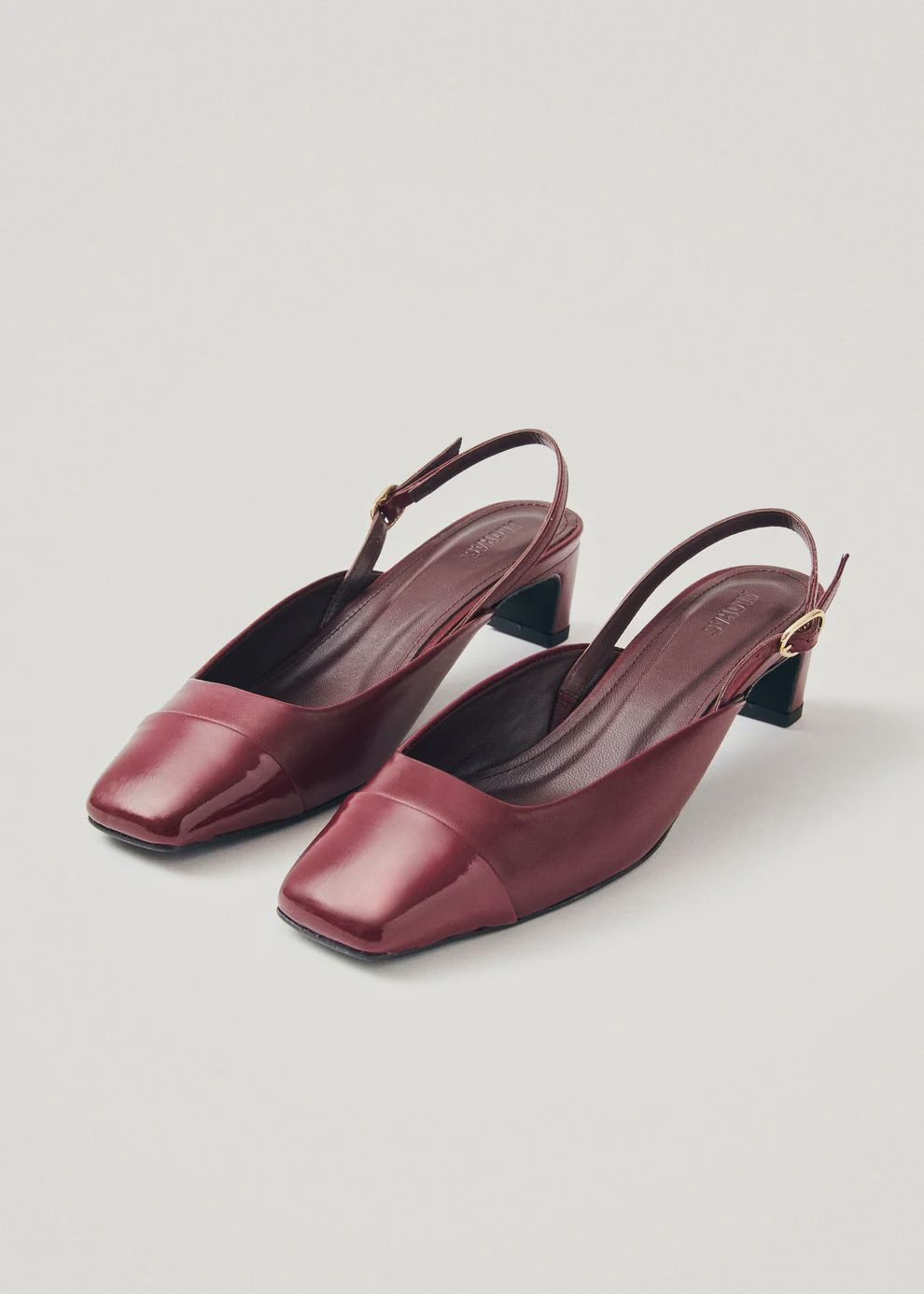 Leather Slingback Pumps - Burgundy