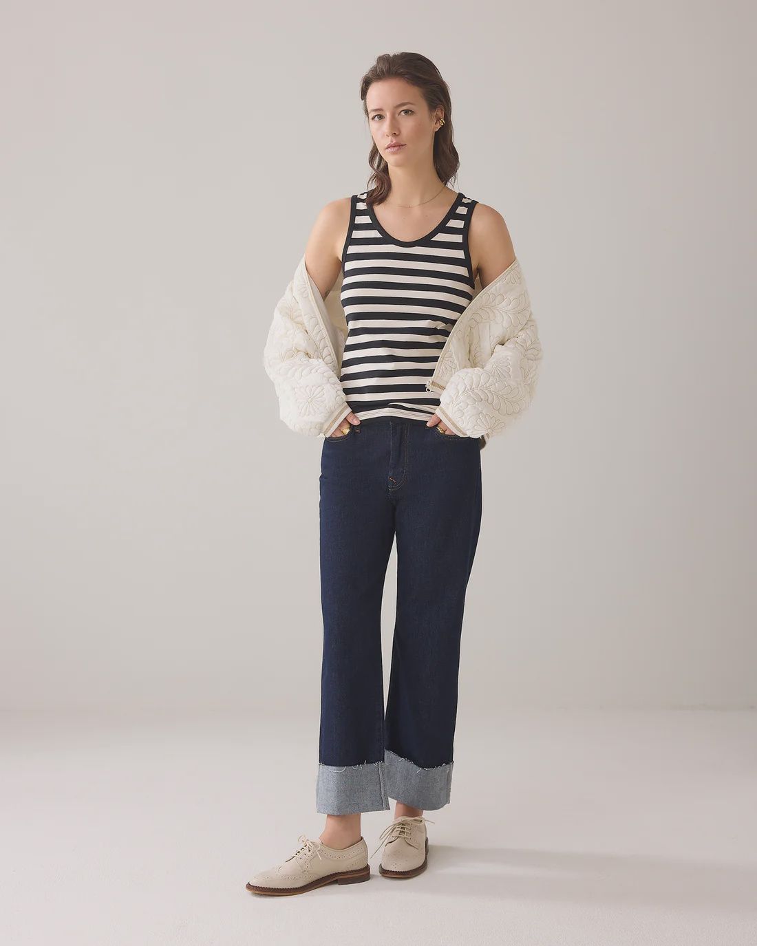 Rib Tank Top - Black Ivory