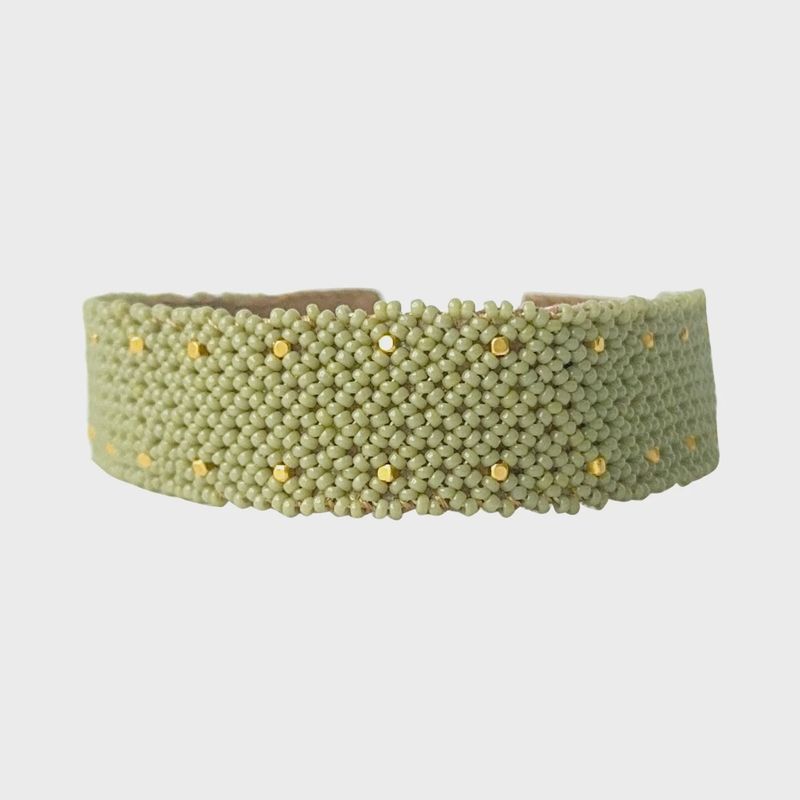 Bracelet Eddy Beaded Leather - Cactus
