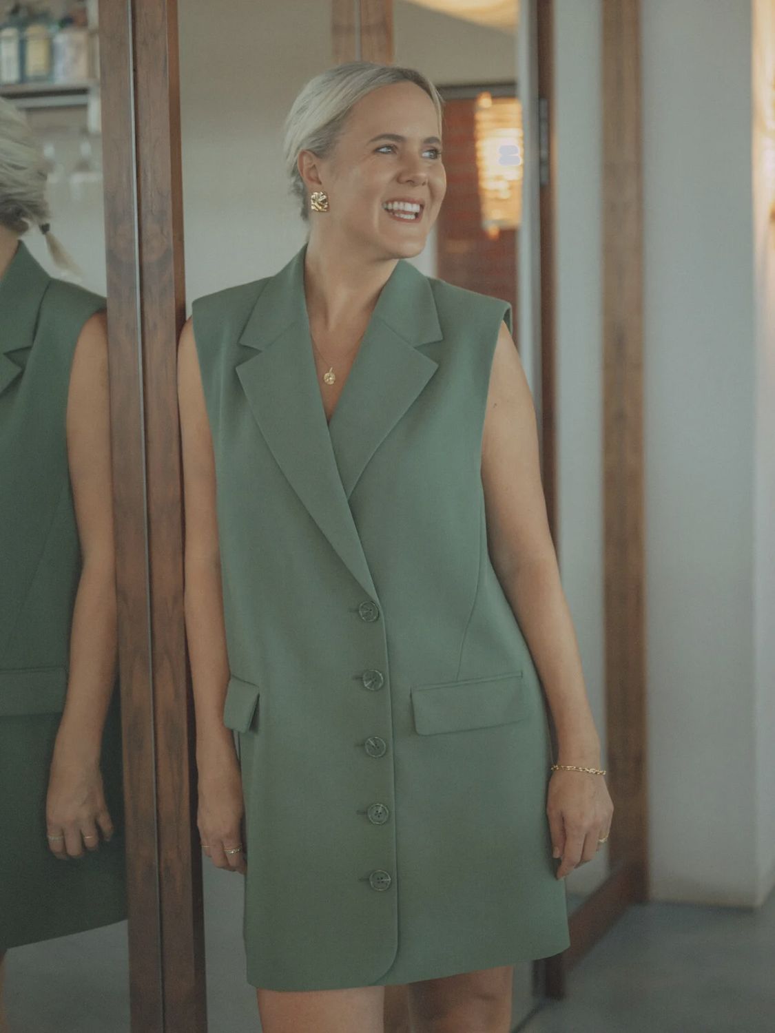 Waistcoat Dress Helena - Sage