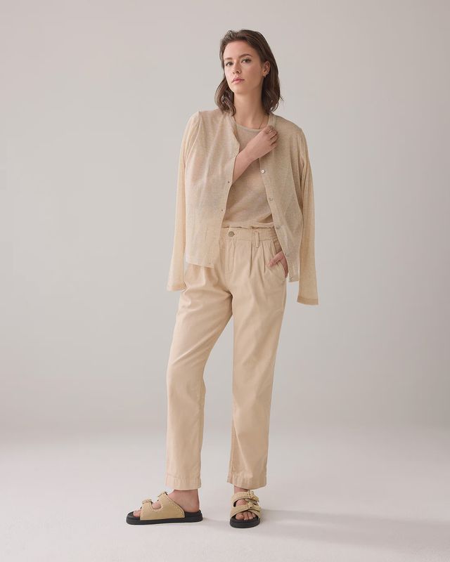 Tapered Broek Linnenblend - Sesame