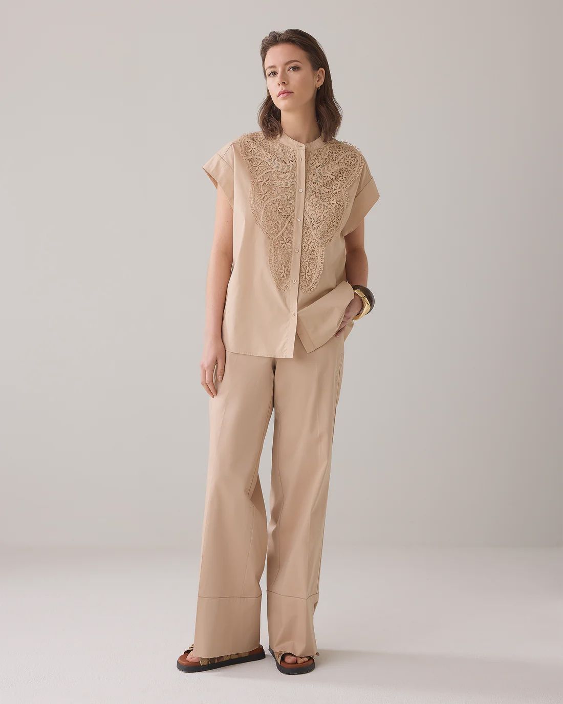 Crispy Poplin Blouse - Sesame