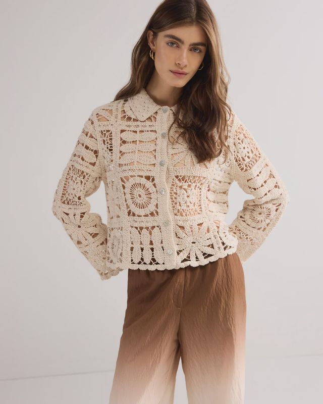 Kort Gehaakt Vestje - Ivory