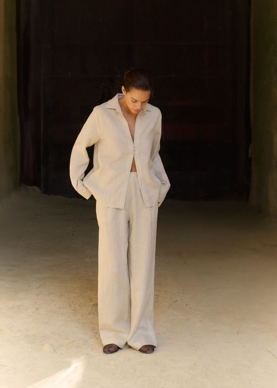 Eli’CL linen Blend Wide Pants