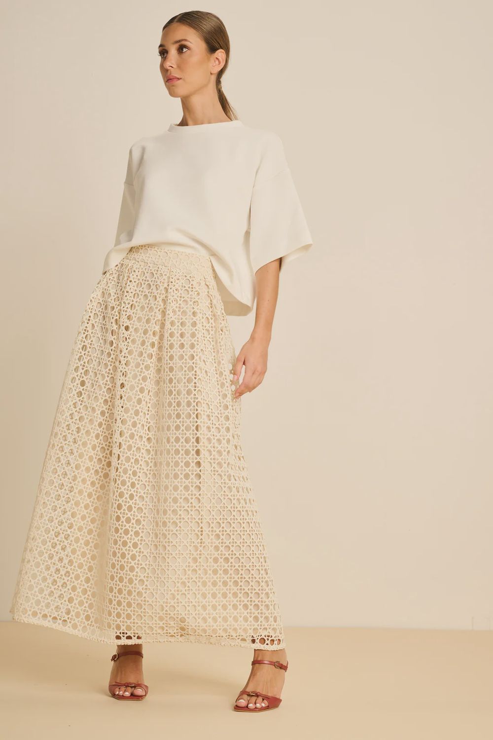 Skirt Sevilla  Guipur Lace -Ecru