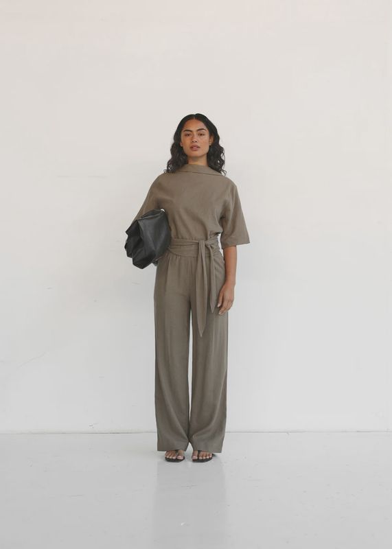 Eli&#39;Cl Linen Blend Wide Pants - Cacao