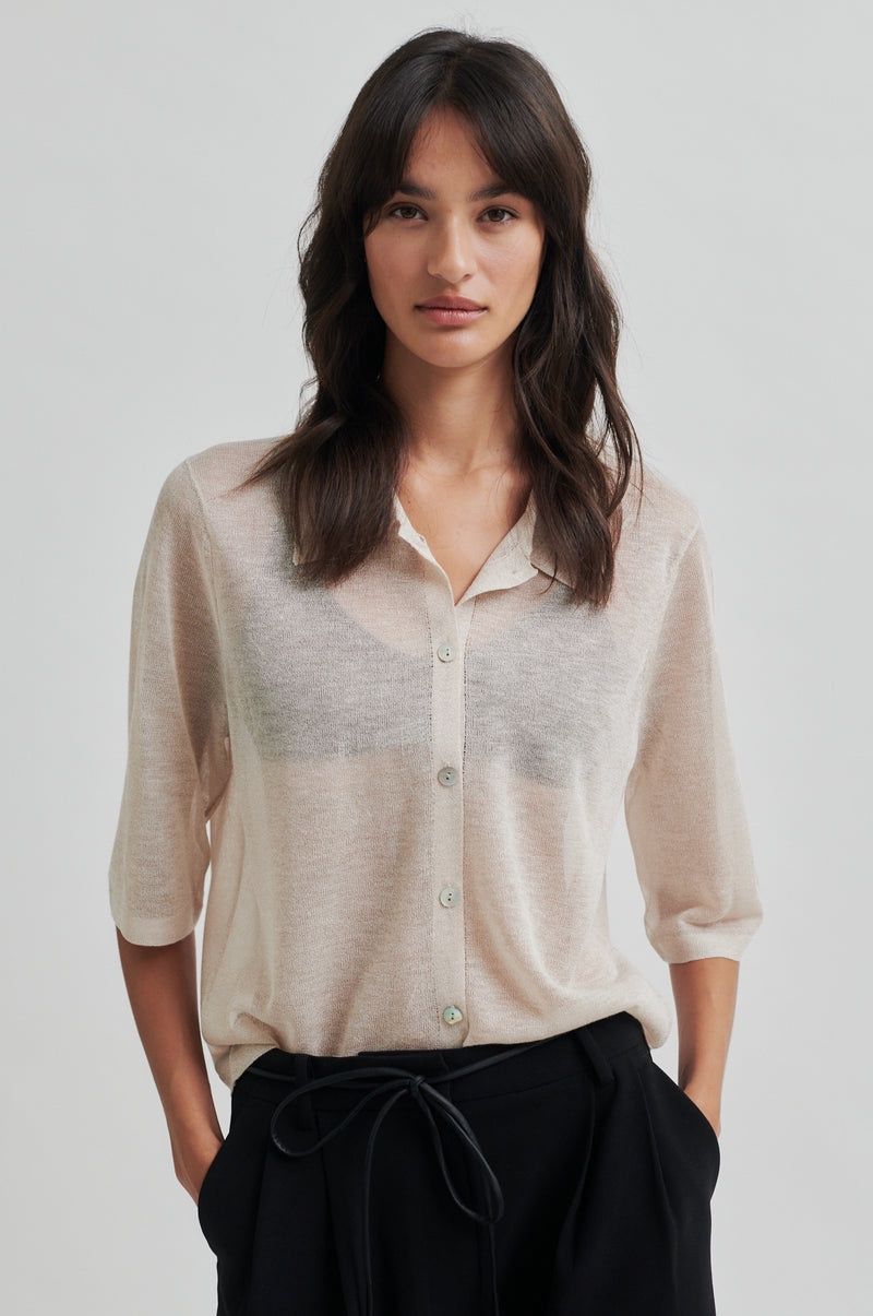 Tinke Knit Polo Cardigan - Brazilian Sand