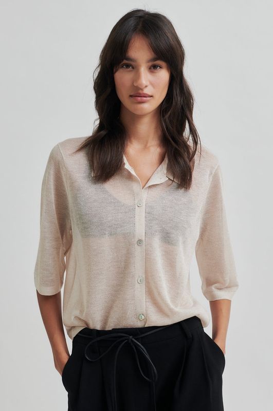 Tinke Knit Polo Cardigan - Brazilian Sand