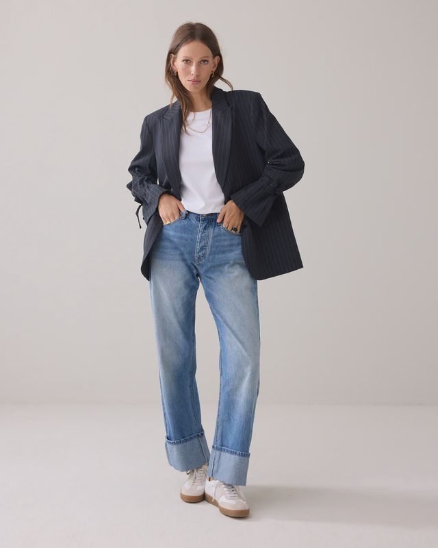 Blazer Boyfriend Pinstripe - Midnight Blue