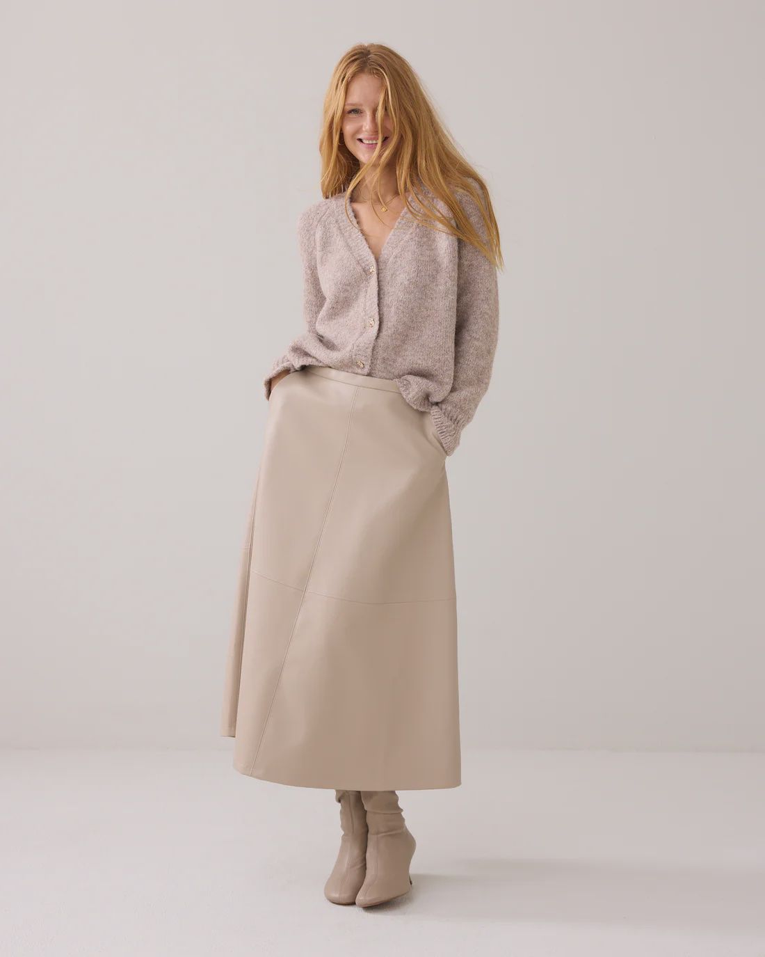 Faux Leather Skirt - Ash