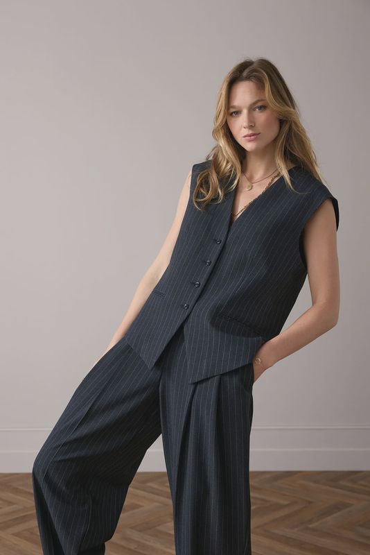 Gilet Pinstripe - Midnight Blue