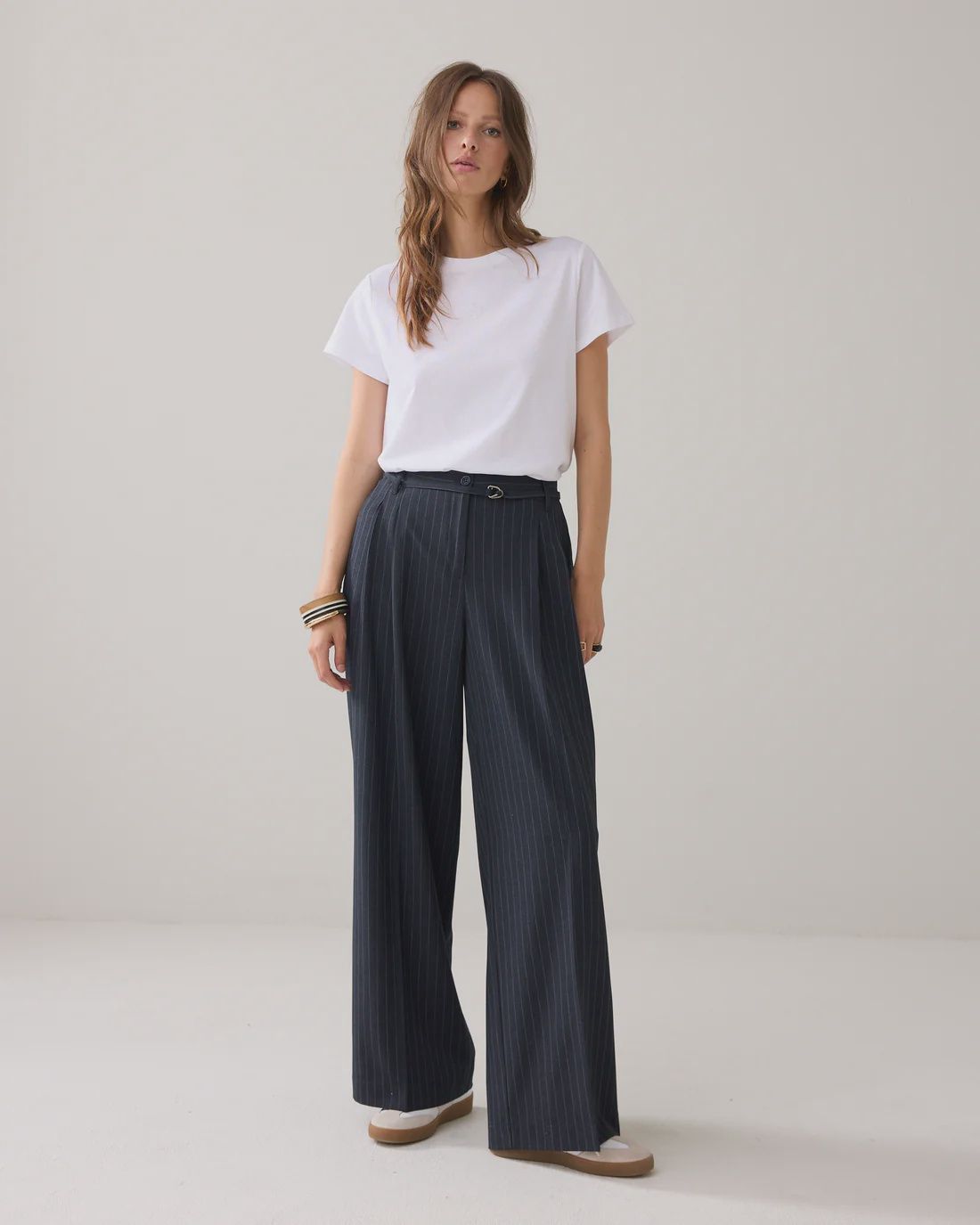 Trousers Wide Pinstripe - Midnight Blue