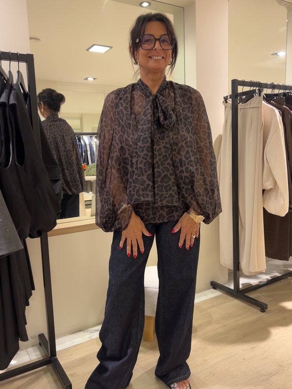 Leopard Cape Blouse