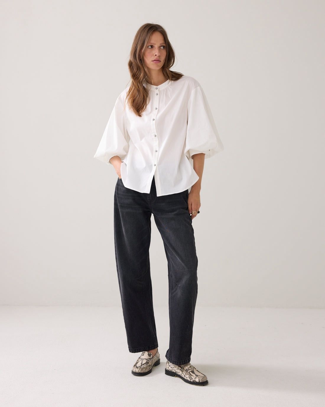 Blouse met Diamantknoopjes - Off White