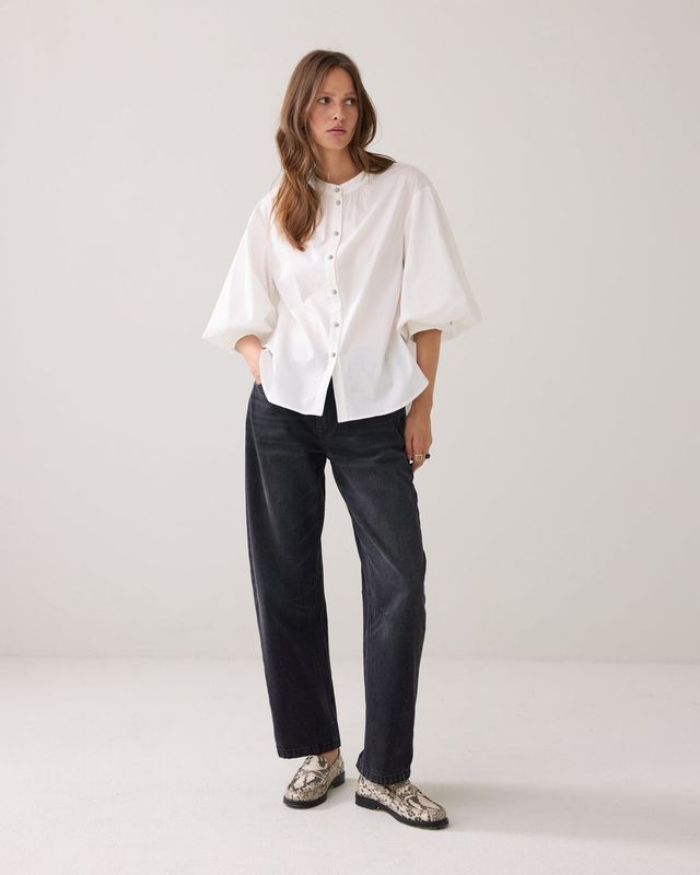 Blouse met Diamantknoopjes - Off White