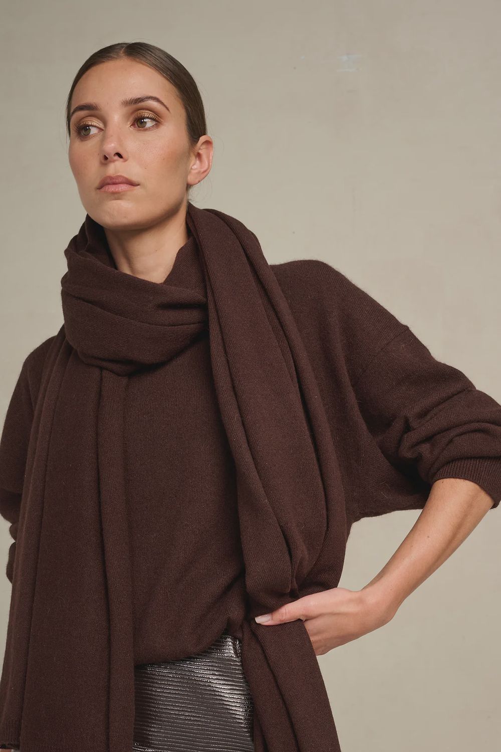 Scarf Daphne Woolblend, Colour: Chocolate