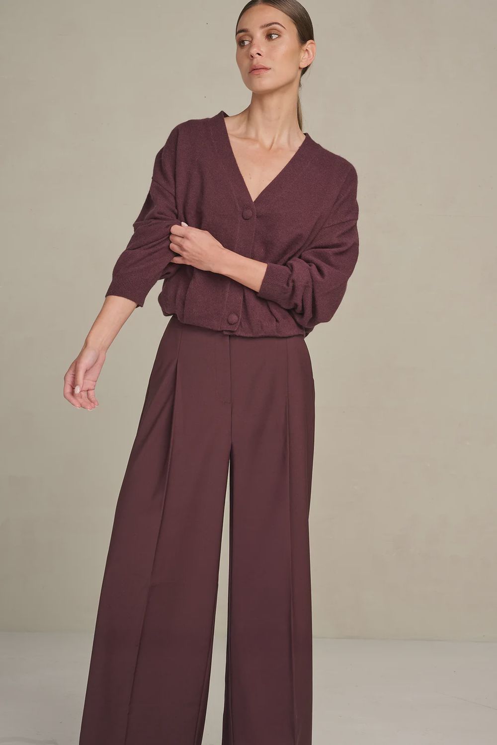 Cardigan Assane Woolblend, Colour: Barolo, Size: XS