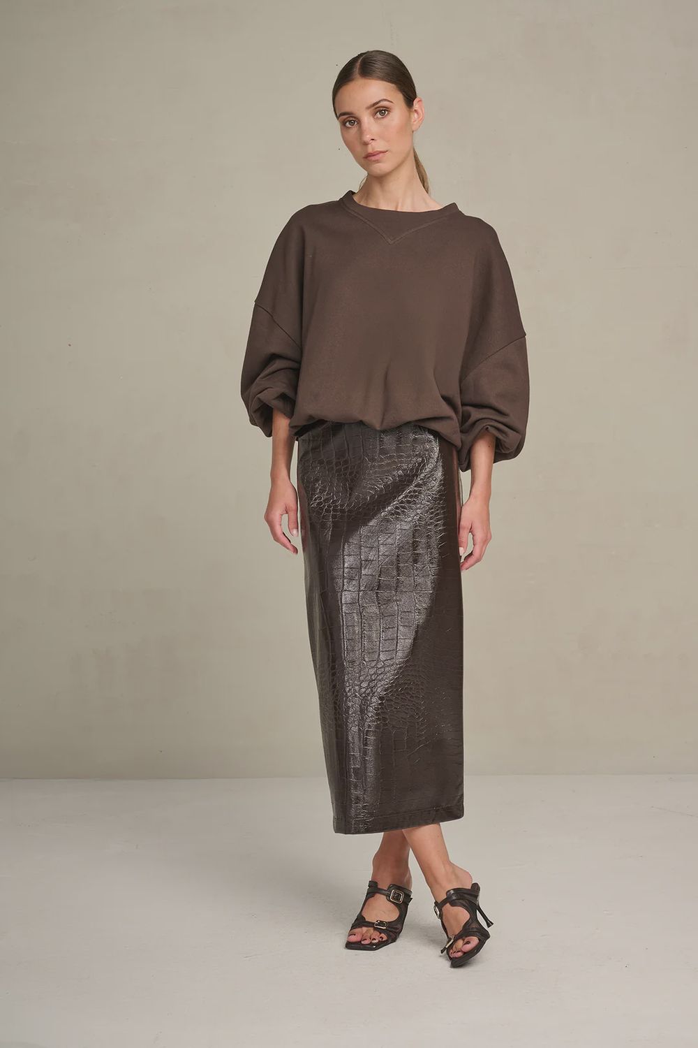 Skirt Cleo Croco - Chocolate