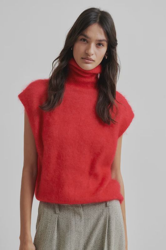 Anneleen Knit Vest - Goji Berry