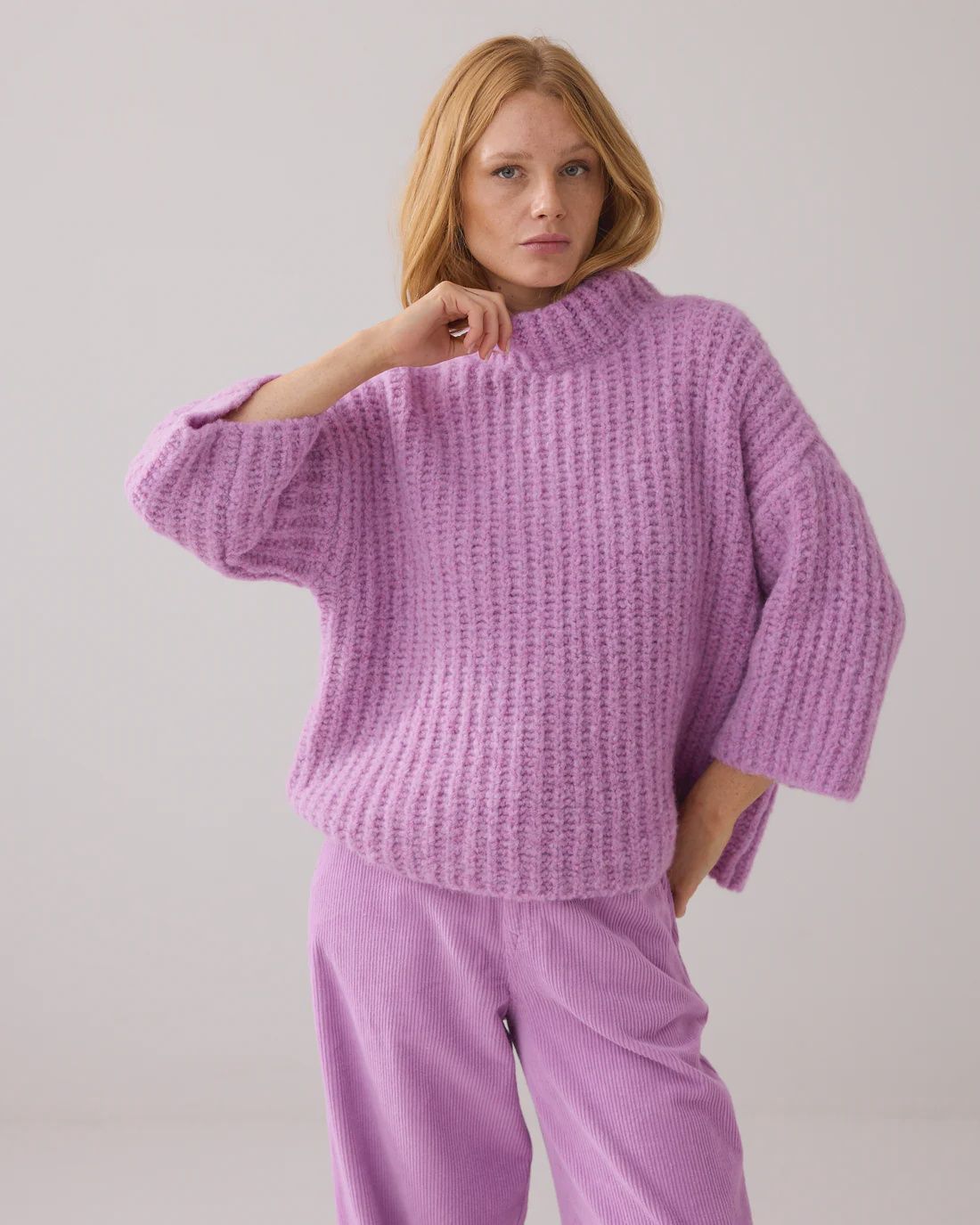 Oversized Trui Italiaans Garen - Sheer Violet