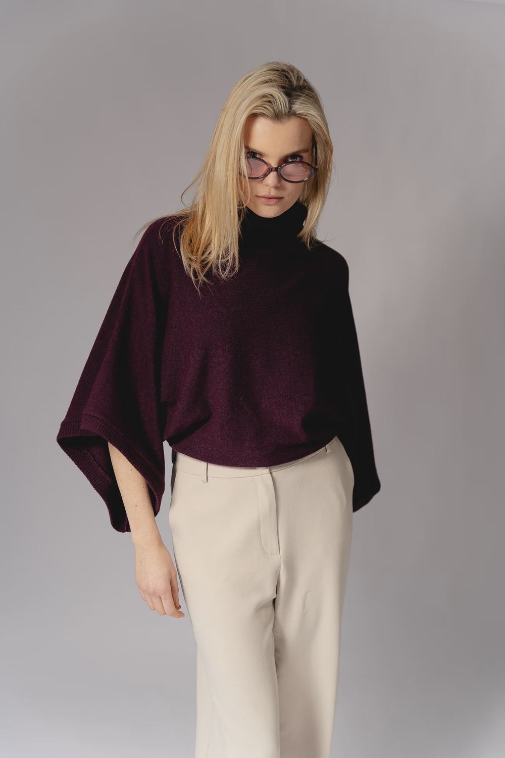 Trui Rolkraag Ilaria - Aubergine