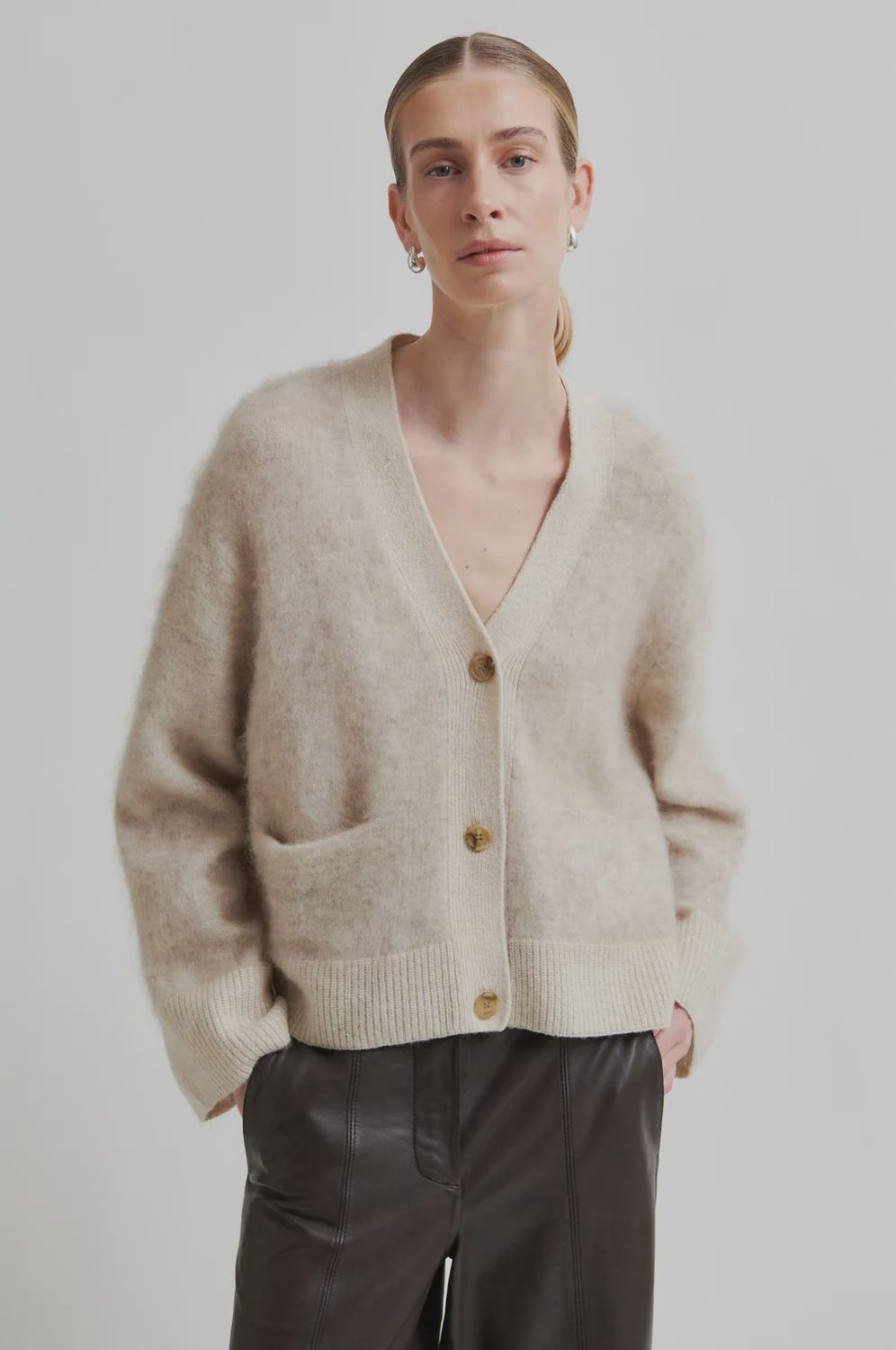 Anneleen Knit Boxy Cardigan - Trench Coat