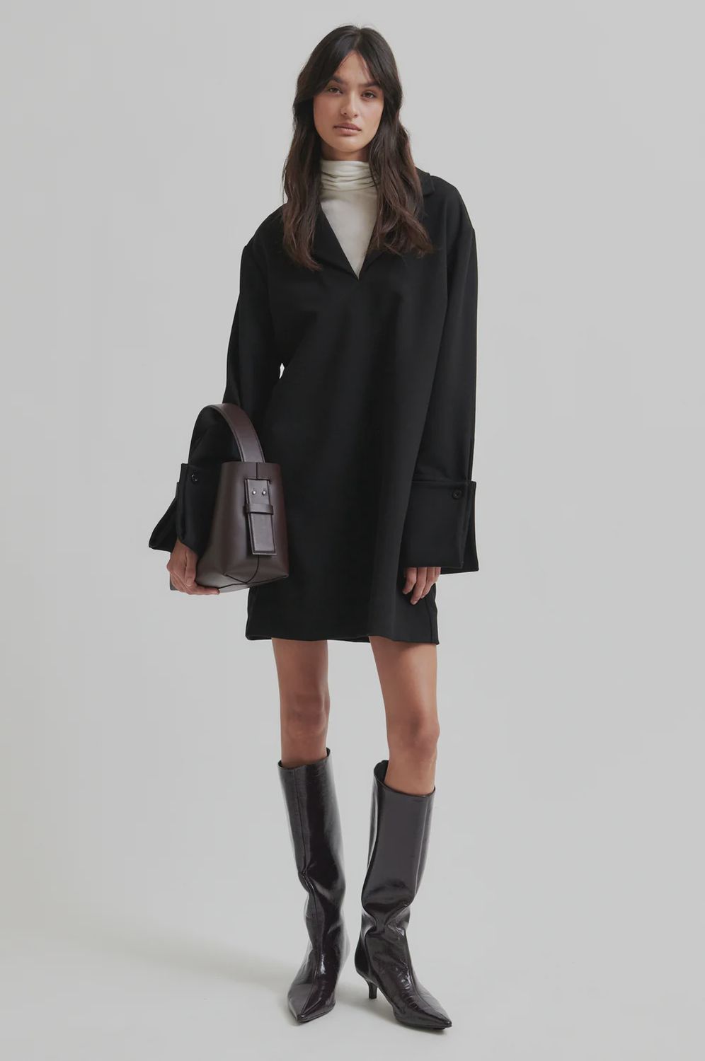 Luisa Collar Dress - Black