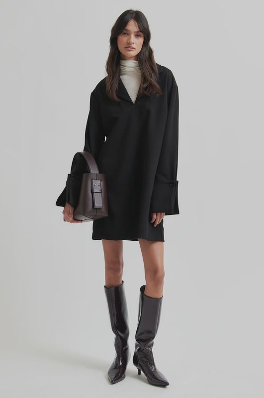 Luisa Collar Dress - Black